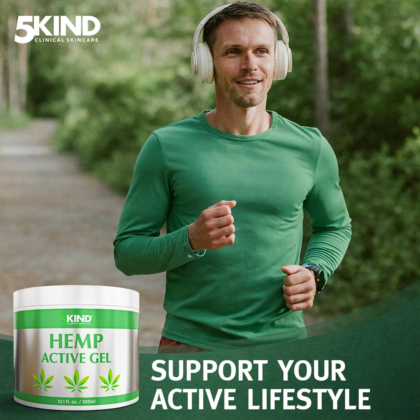 5kind Hemp Active Gel 10.1 fl oz - Hemp Cream Maximum Strength - Natural Topical Cream - Muscle Rub for Lower Back, Joints, Neck, Knees, Shoulders