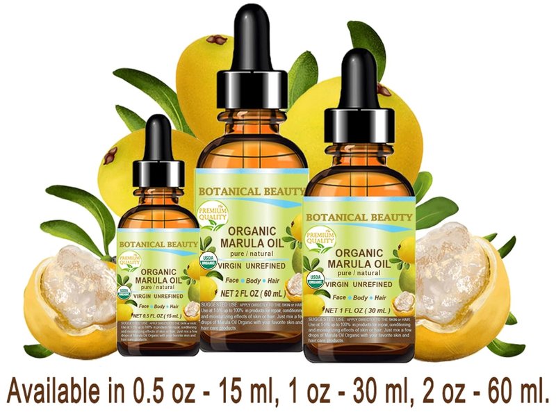 Organic Marula Oil - 100% Pure Cold-Pressed Moisturizer for Face, Dry Skin, Body & Hair | Anti-Aging (1 Fl Oz)