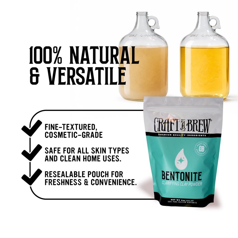Craft A Brew - Bentonite - Fining Agent & Clarifier - Helps Prevent Cloudiness & Haze - for Better Clarity & Color - 4oz