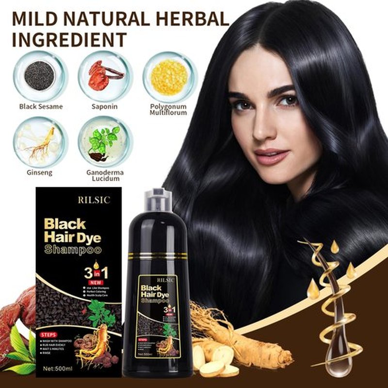 Chestnut Brown Herbal Hair Color Shampoo - 3 in 1 Instant Grey Coverage and Coloring for Women and Men (500ML)