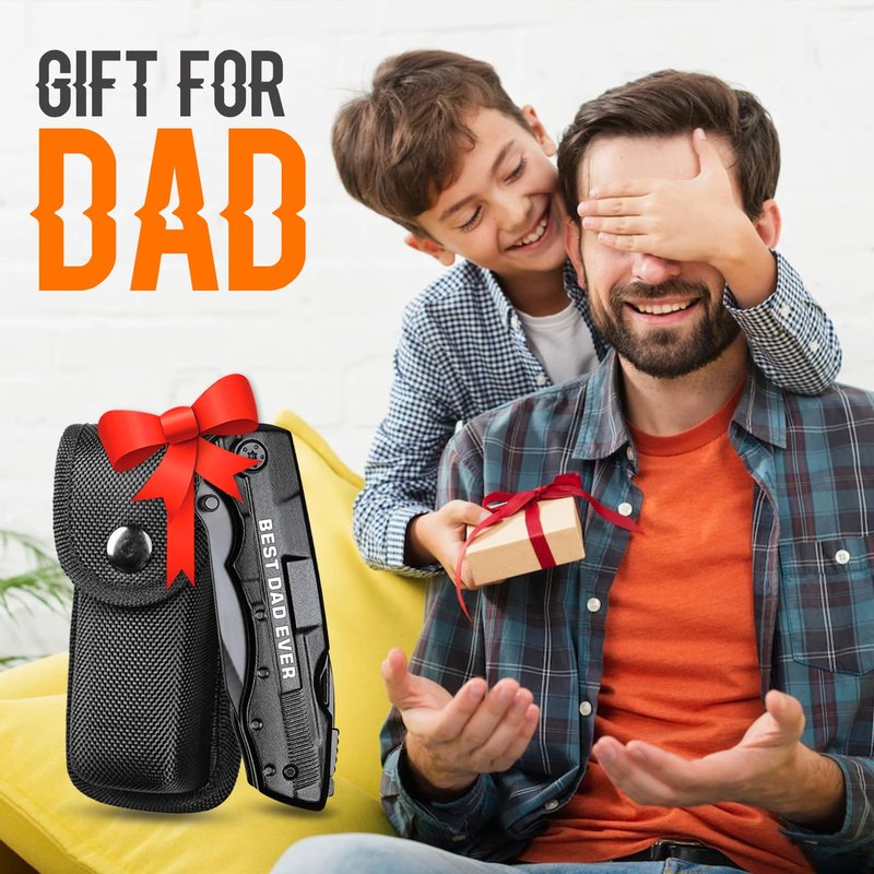 Gift for Dad, Multitool Knife BEST DAD EVER for Camping, Fathers Day Christmas Unique Dad Gifts, Dads Birthday Gift from Daughter Son, Christmas Ideal Presents for Dads, Gadget Present for Father