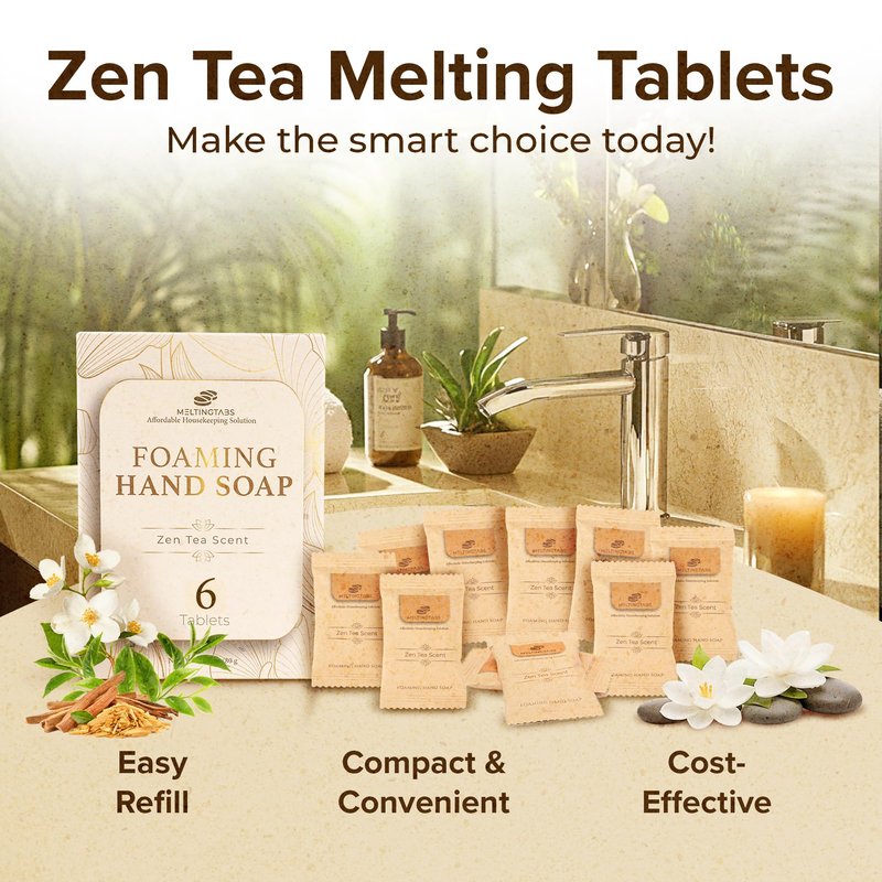 MELTINGTABS Foaming Hand Soap Tablets Refill – Zen Tea Scent, 6-Pack Concentrated Tablets for Foaming Soap