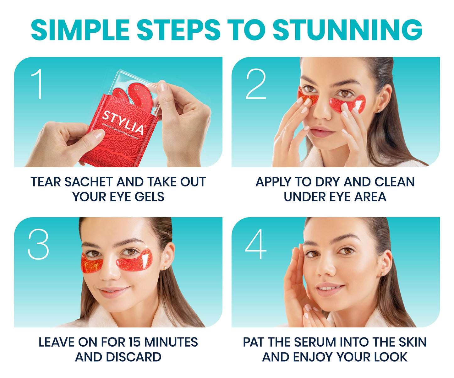 Stylia Under Eye Patches for Dark Circles and Puffy Eyes (12 Pairs), Marine Collagen Mask with Vitamin C, Hyaluronic Acid, Pearl Extract, Eye Masks for Dark Circles and Puffiness, Gifts for Women