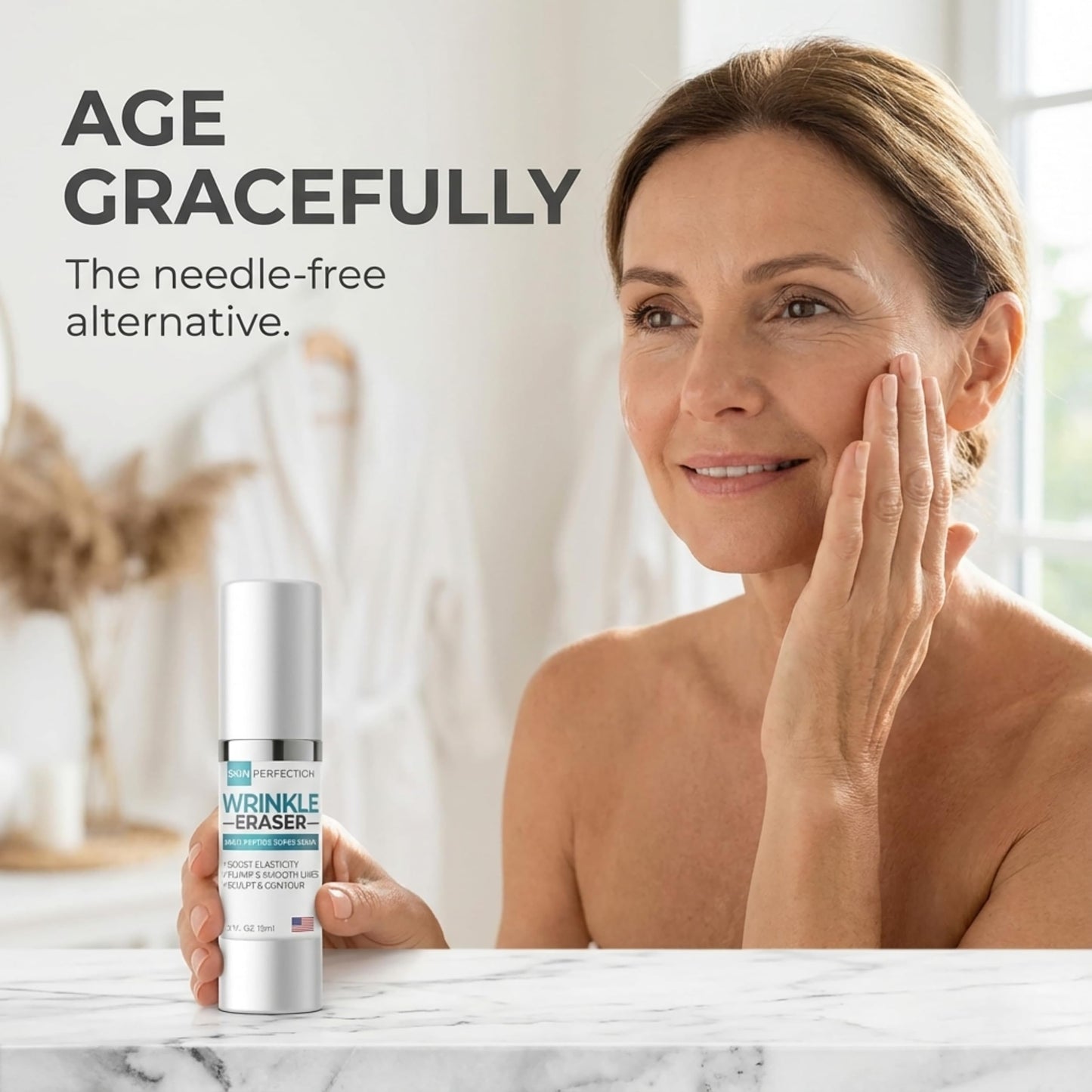 Wrinkle Eraser Supercharged Anti-Aging Peptide Serum Visibly Lifts Firms Hyaluronic Acid Argireline Snap 8 Matrixyl 3000 Edelweiss Inyline Pepha TIght Syn-Ake Juveleven Uplevity Skin Perfection