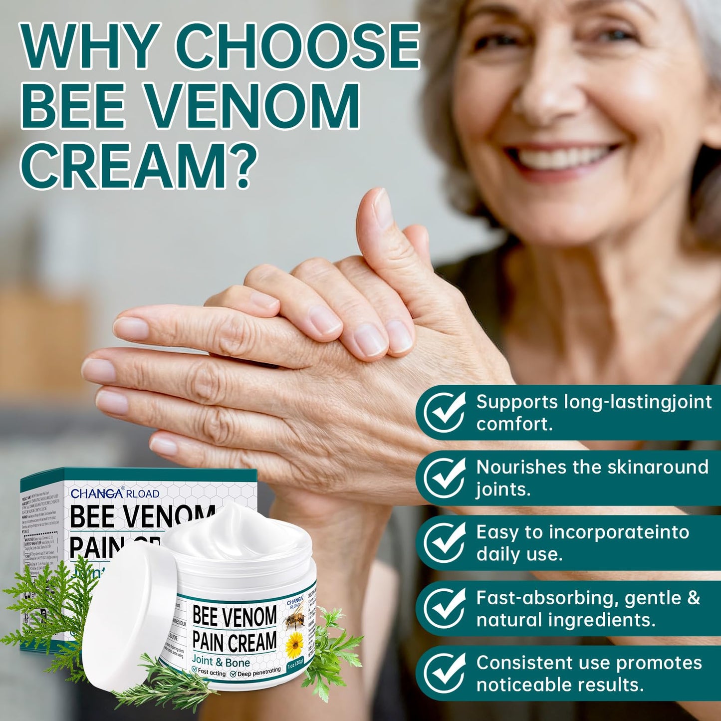 CHANGARLOAD New Zealand Bee Venom Cream for Body Part, 2 PCS Specially Selected Bee Venom Cream, Designed for Daily Care of Back, Neck, Hands, and Feet, Comfortable Care Experience