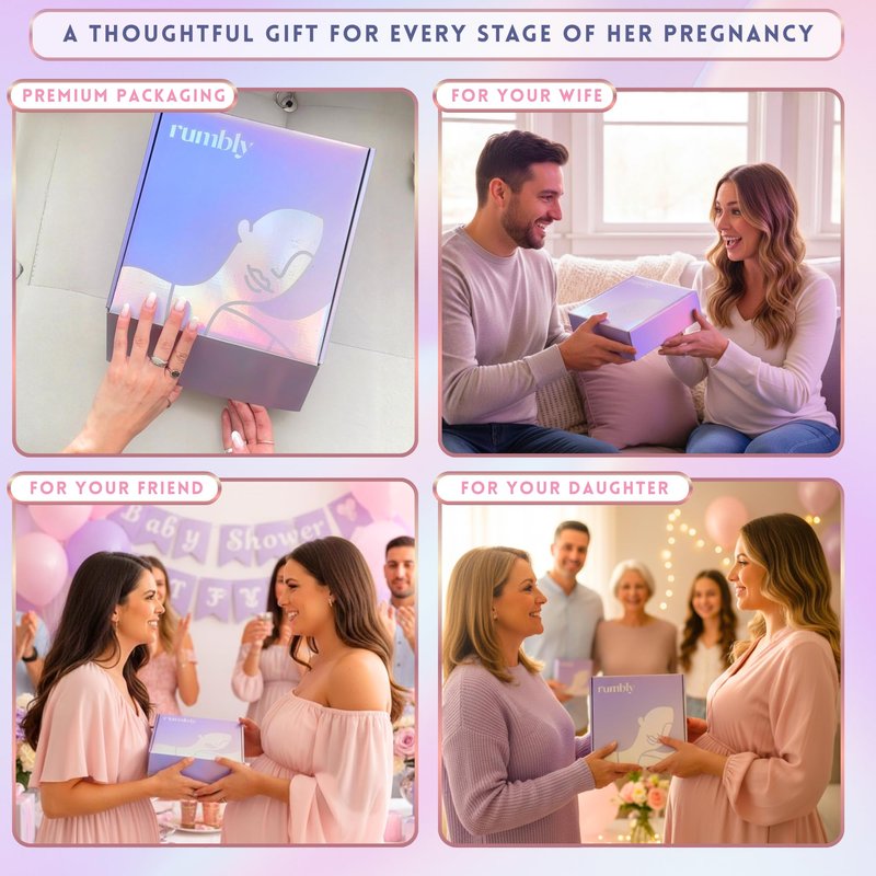 Rumbly 1st Trimester Mom-to-Be Essentials Box - Pregnancy Gifts for Expecting Mom - Care Package with Essential New Mommy Items & Pregnancy Must-Haves - First Trimester