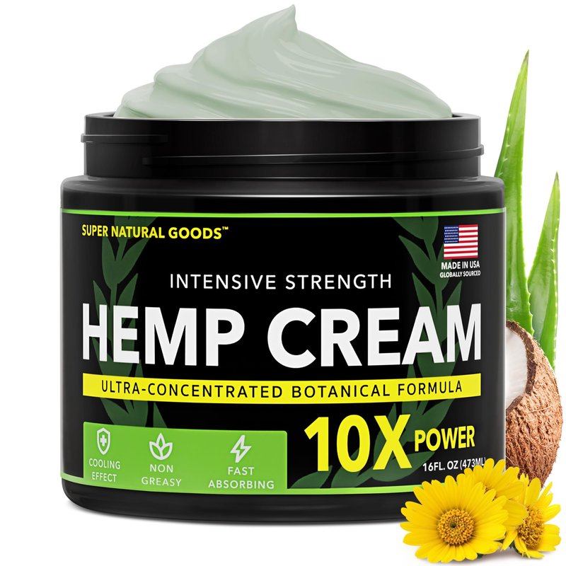Super Natural Goods Hemp Cream | Botanical Cream with a Cooling Sensation for Localized Application | 16 oz