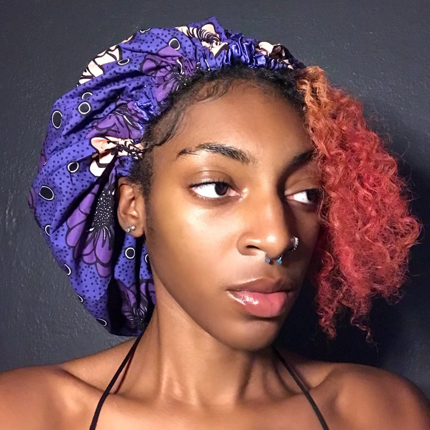 Melanin Crown Silk Hair Wrap for Sleeping â Premium Satin Hair Bonnet for Sleeping â Universal Fit Bonnet for Curly Hair Protects Against Breakage â Beautiful Colorful Designs Satin Sleep Cap Purple