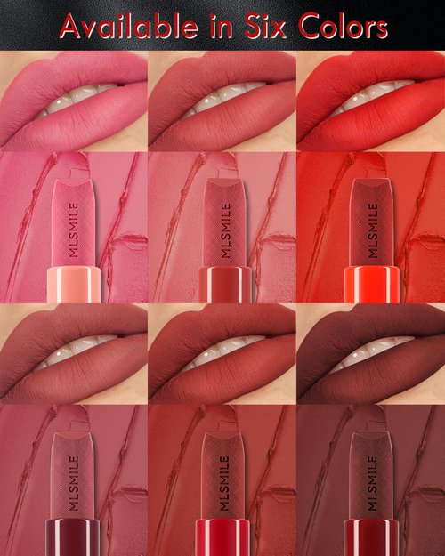 Matte Lipstick Bright Red, Nude Matte Lipstick Long-Lasting Lip Makeup Waterproof Smudge Proof for Women,Silky Velvet Moisturizing Lip Stick High Impact Lip Color Lip Gloss Balm Gift for Girls-03