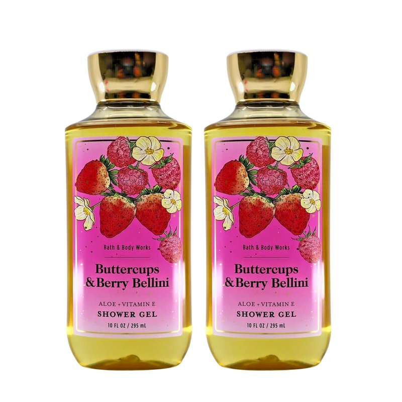 Shower Gel Gift Set - Bath & Body Works Buttercups Berry Bellini | 10oz Each, Perfect for Gifting