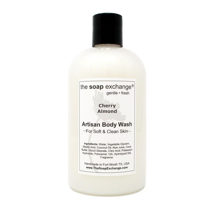Body Wash - Cherry Almond Scent | Handcrafted Natural Artisan Soap 12 fl oz - Cleanse & Moisturize