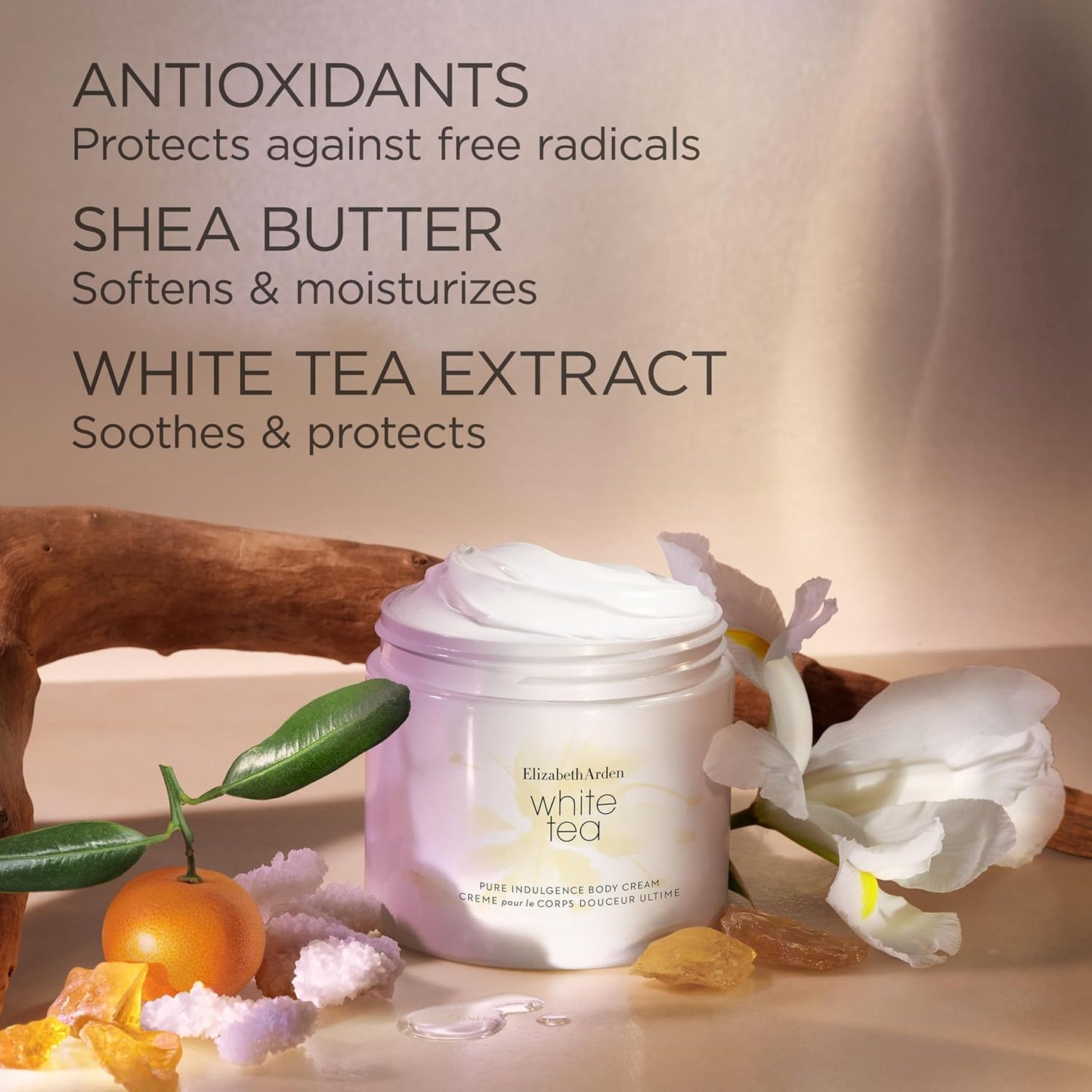 Elizabeth Arden White Tea Body Cream, Moisturizer for Dry Skin, Use Day or Night, Lightly Scented Fragrance, Softens and Moisturizes, Silky Smooth Finish, 13.54 oz
