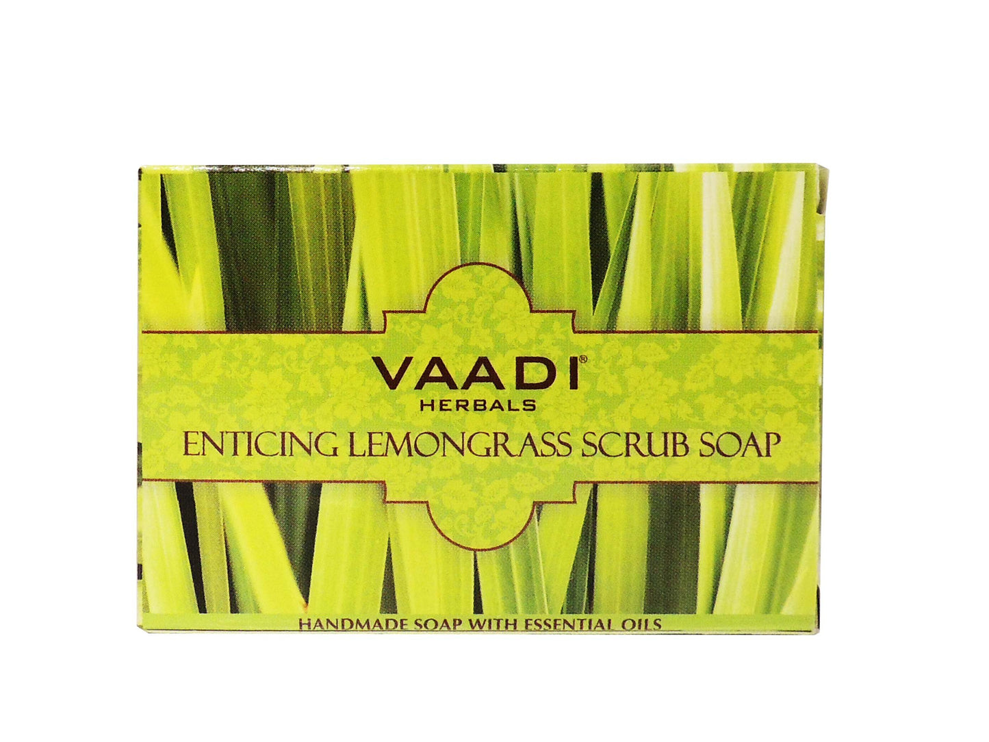 Vaadi Herbals Lemongrass Scrub Bar Soap - Handmade Herbal Soap with 100% Pure Essential Oils - ALL Natural - Best Natural Skin Moisturizer - Each 2.65 Ounces - Pack of 6 (16 Ounces)