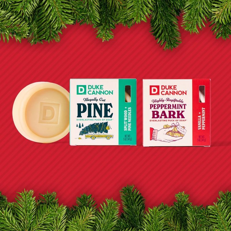 Duke Cannon Peppermint Bark Soap for Men – Refreshing Holiday Scent, Long-Lasting Puck of Soap, 5 oz Bar