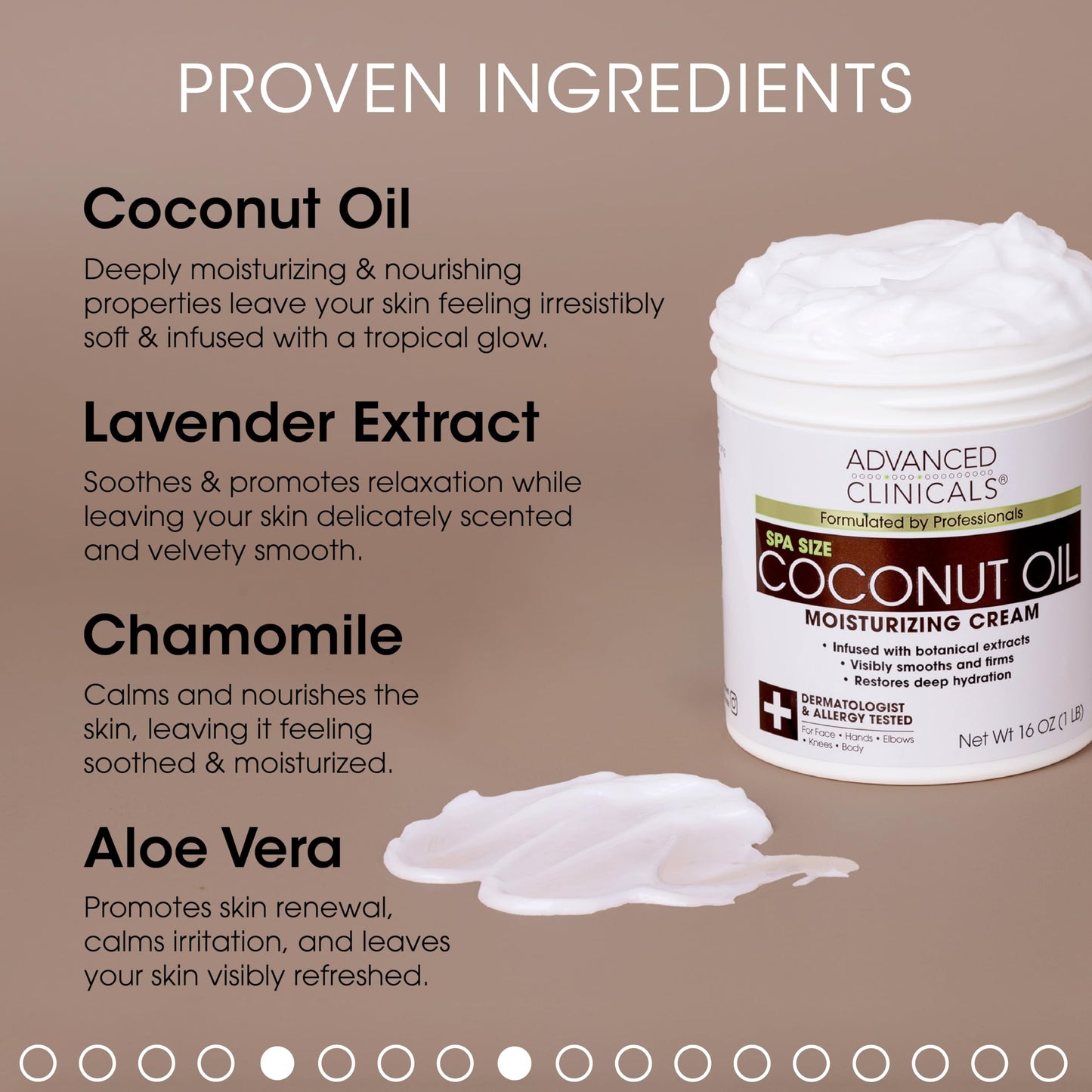 Advanced Clinicals Coconut Body Lotion Moisturizing Cream & Face Lotion For Women & Men | Natural Coconut Cream Oil Moisturizer Body Butter Skin Care Balm For Dry Skin, Large 16 Oz