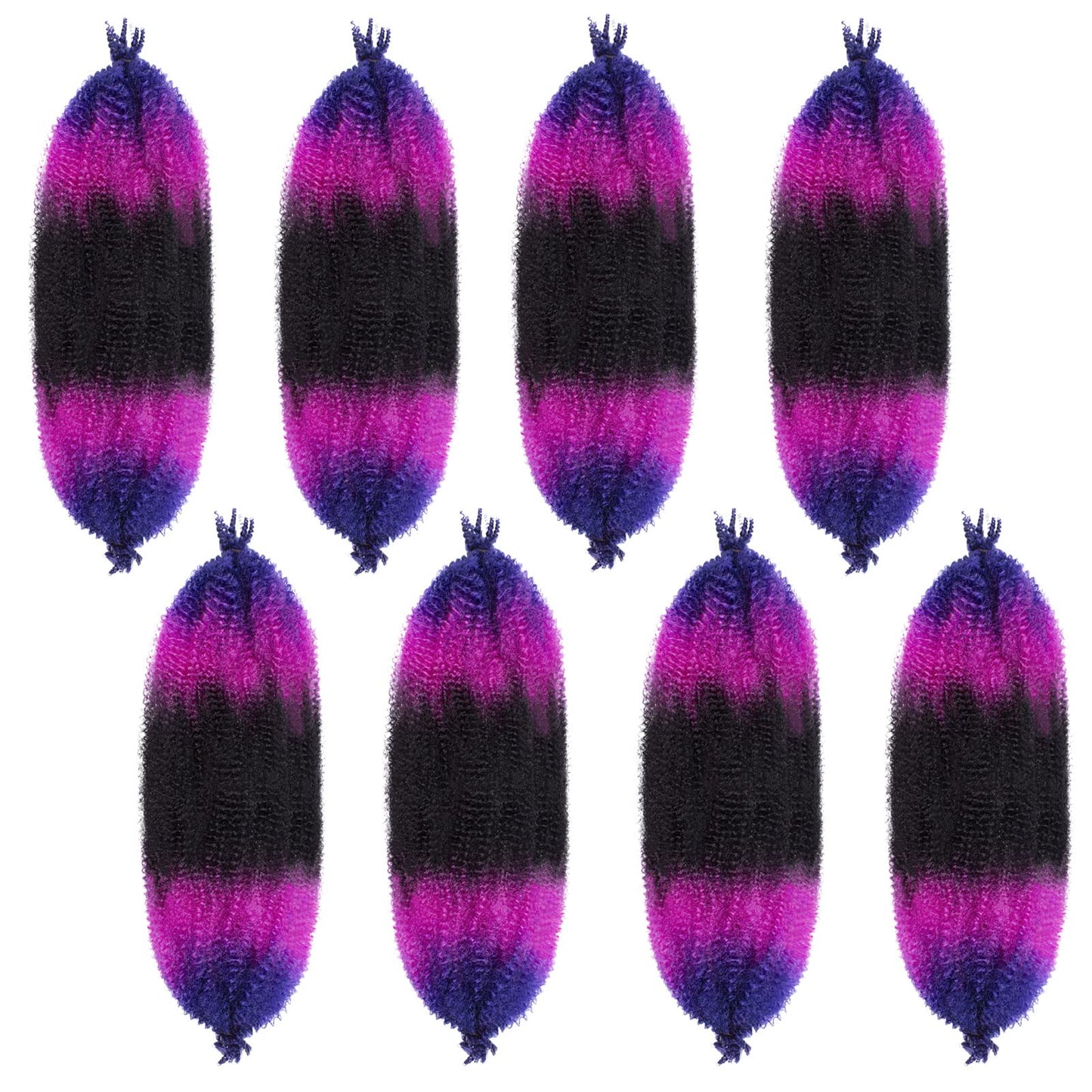 20 Inch 3 Tone blue/purple ombre Springy Afro Twist Hair 8 Pack Pre-Separated Spring Twist Hair For Distressed Soft Locs Marley Twist Braiding Hair Synthetic For Black Women (8 Strands/Pack, 49#)