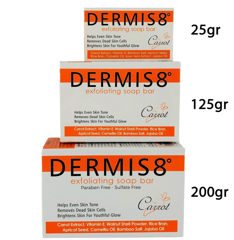 Dermis8° Dermis 8 Exfoliating Beauty Bar Soap with Carrot & Camellia Oil, 200gr