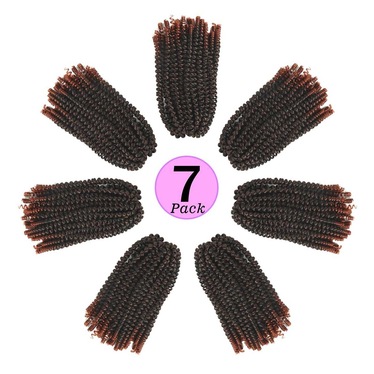 8 inch Spring Twist Crochet Braids Hair for Butterfly Locs Bomb Twist Crochet Hair Beyond Beauty Ombre Colors Synthetic Fluffy Hair Extension 7 Packs (8 Inch, T350)