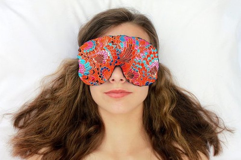 Candi Andi Handmade Opulence Yoga Eye Mask Pillow - Weighted Flaxseed Fill, Unscented, Satin & Velvet, Adjustable Strap - Ideal for Meditation & Restful Sleep -Frilly Fiesta - TEMF-FF