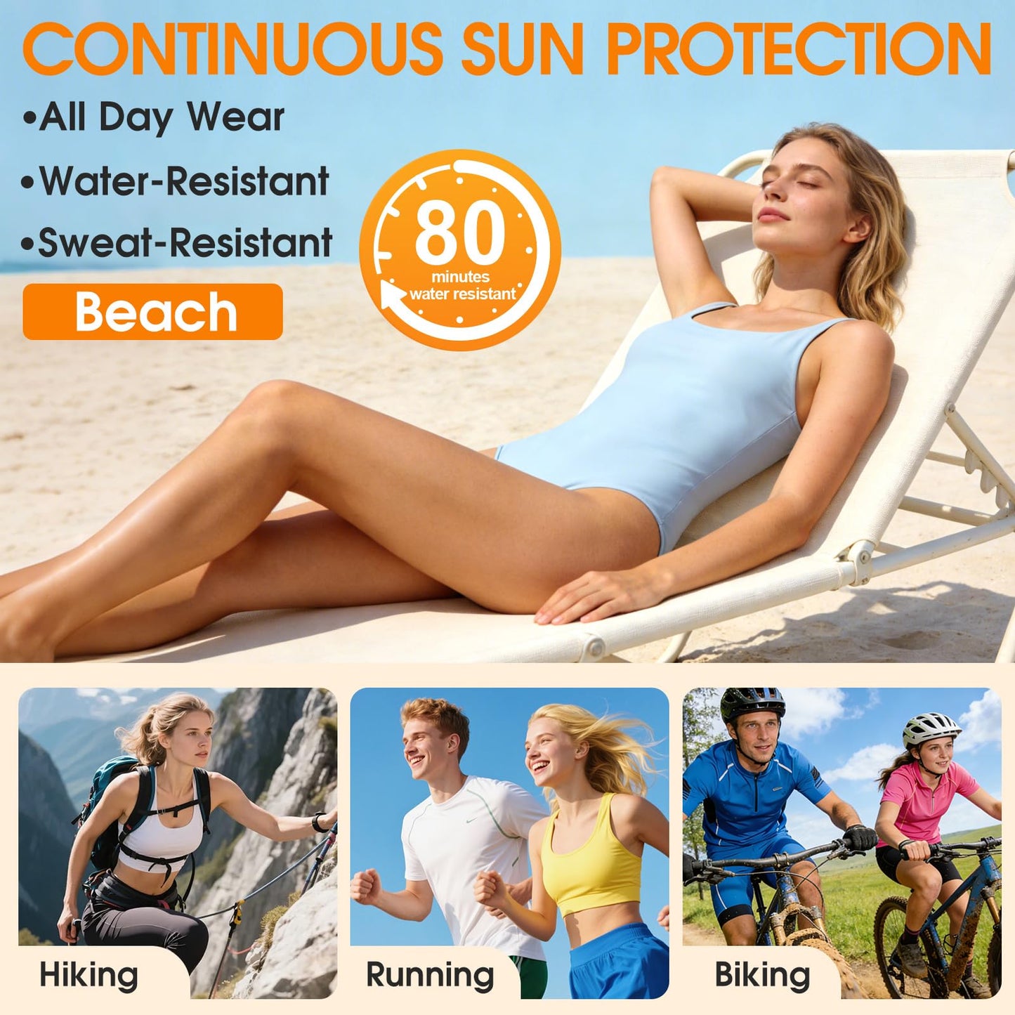 Beef Tallow Sunscreen SPF 50: Mineral Non-Nano Zinc Oxide Sunblock, Non-Greasy & Instant Protection for Face, Reef-Safe for Beach, Running & Sports, 3 Fl Oz (85g)