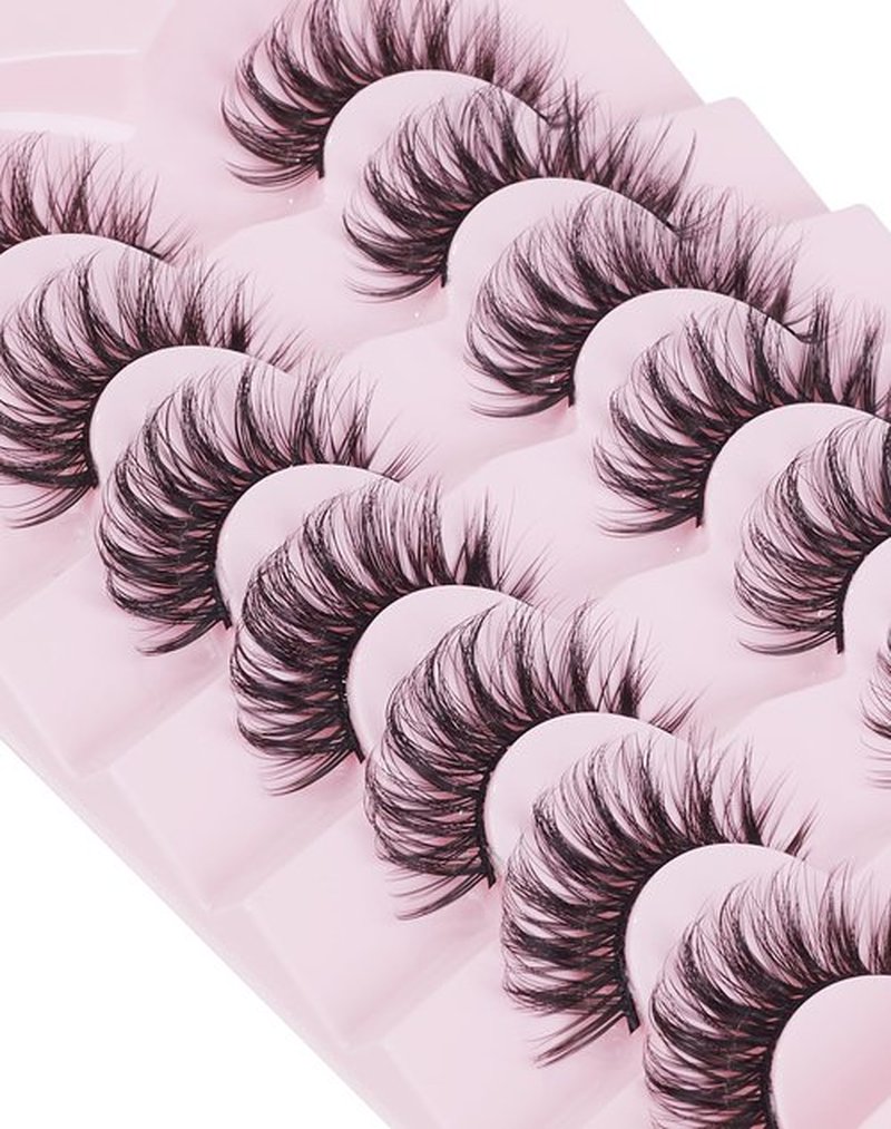 Onlyall Natural Lashes Wispy Lashes Natural Look False Eyelashes Natural Flared Eyelashes False Eye Lashes Soft Fluffy Lashes 7 Pairs Curl01