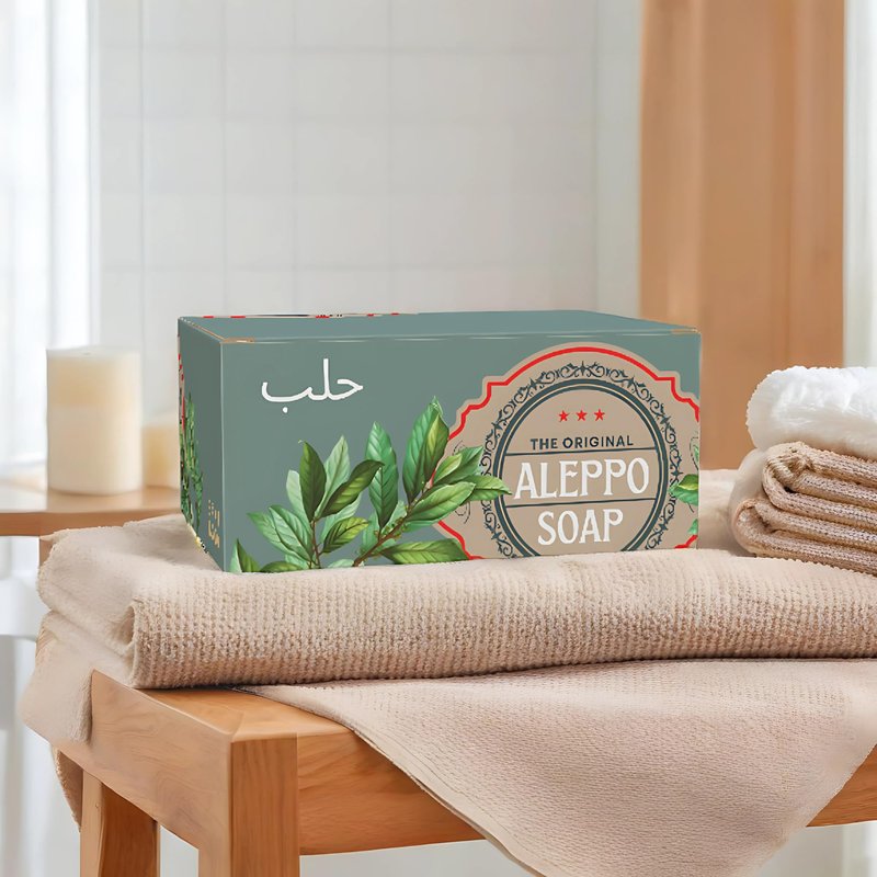 Aleppo Soap Bar,%20 Laurel Oil%80 Virgin Olive Oil, Natural Handmade, Crafted using the Original Ancient Recipe, Gentle for Face, Body, Hair (7oz Each (Pack of 4))