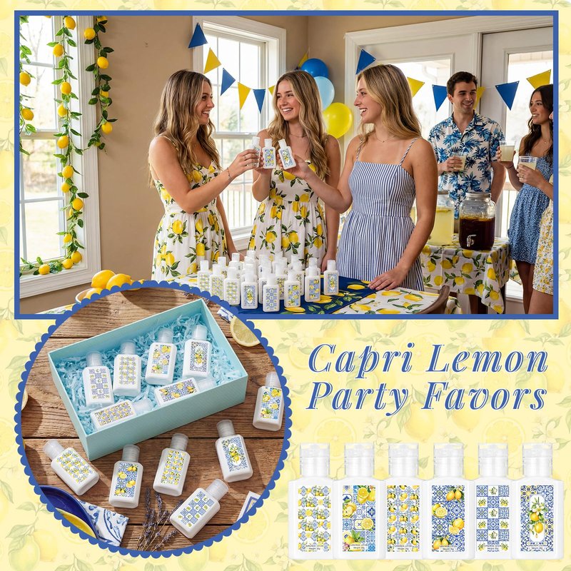 Demissle 30 Pcs Mini Sunscreen Bulk Travel Size 1 oz Lemon Party Favors Capri Lemon Sunscreen Lotion Spf 30 for Wedding Bridal Bachelor Shower Italian Holiday Souvenir Birthday Party