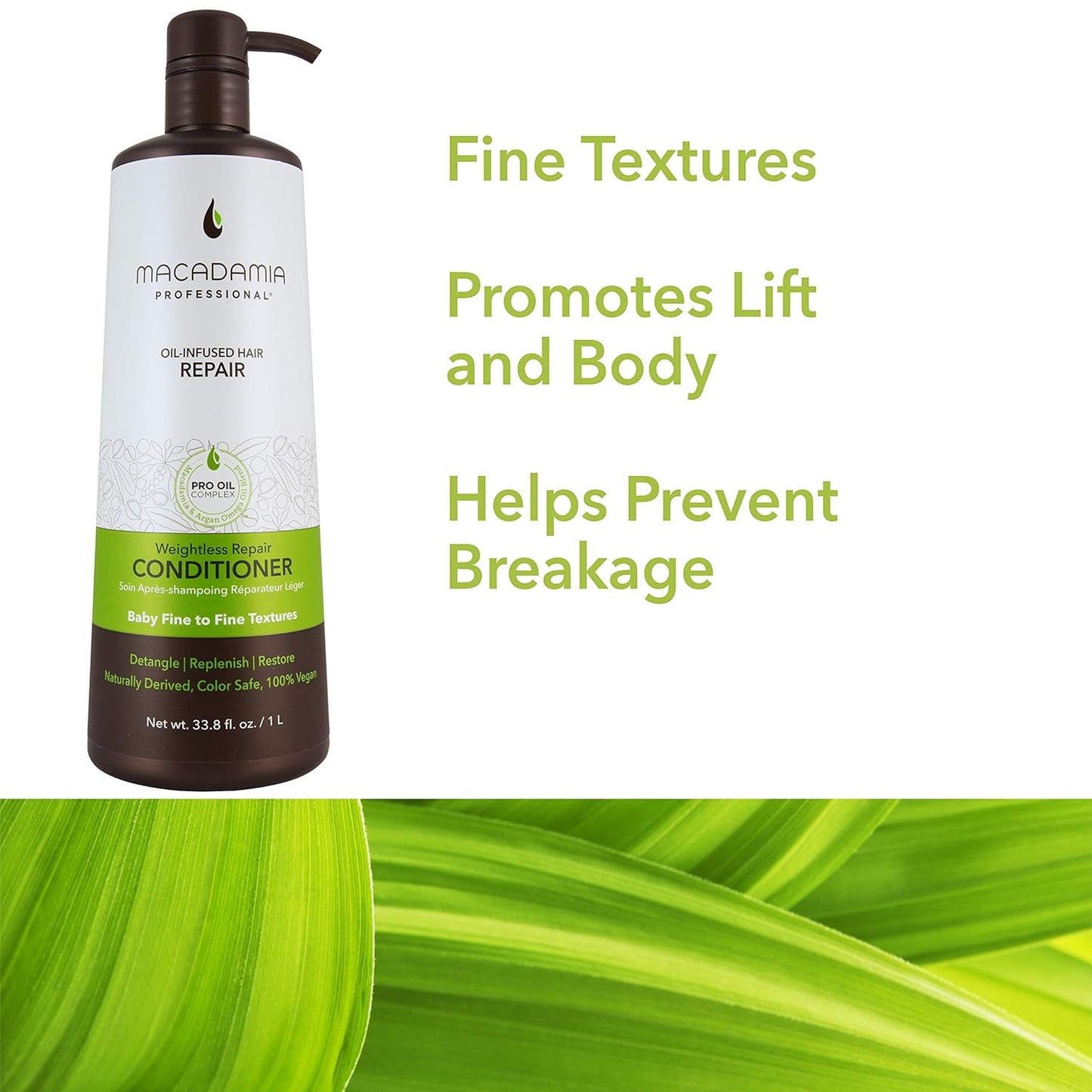 Macadamia Professional Hair Care Sulfate & Paraben Free Natural Organic Cruelty-Free Vegan Hair Products Weightless Repair Hair Conditioner, Green, Conditioner, 33.8 Fl Oz