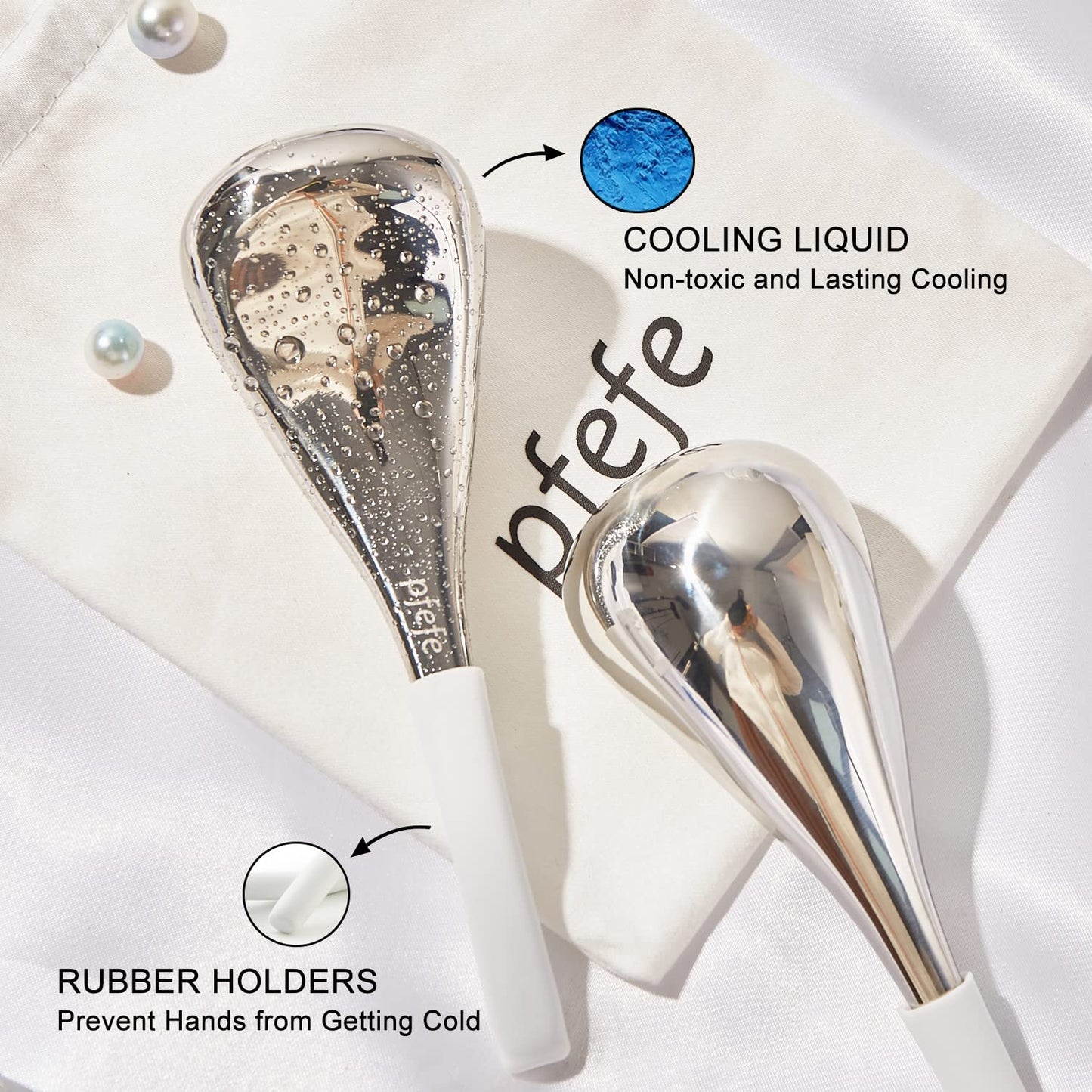 pfefe Cryo Sticks Facial Skin Care Ice Globes for Women Face Eyes, Stainless Steel Face Beauty Tools for Girls Ladies, Esthetician Supplies Cooling Spa Globes with Storage Case