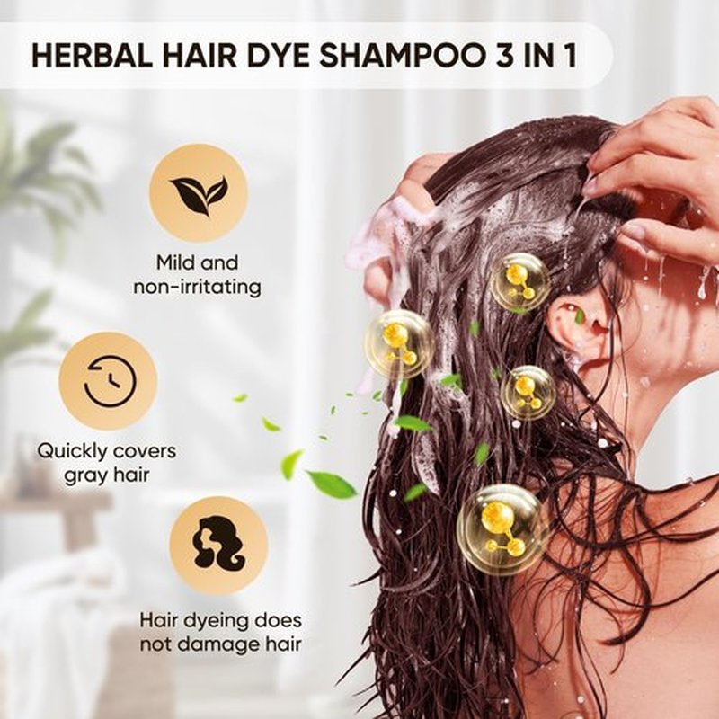 Lancity Hair Dye Shampoo 3-In-1 Hair Color Shampoo Instant Coloring Gray Hair Coverage Nature Herbal treated for Men and Women (500mL,17.6 Fl Oz) (Wine red)