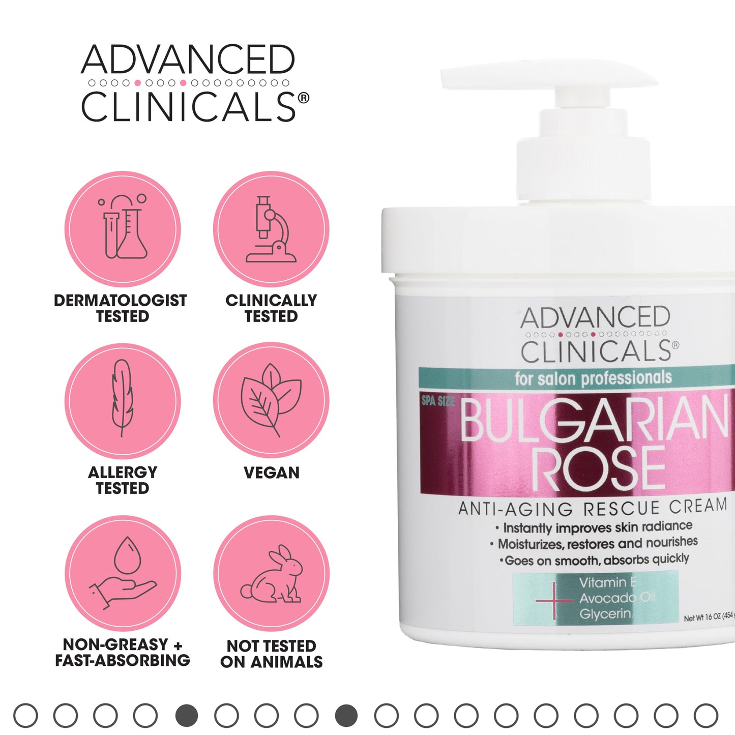 Advanced Clinicals Bulgarian Rose Anti Aging Vitamin E Moisturizer Body Lotion & Face Cream | Body Butter Cream | Skin Brightening + Tightening Lotion | Body Skin Care Products For Women, Large 16 Oz