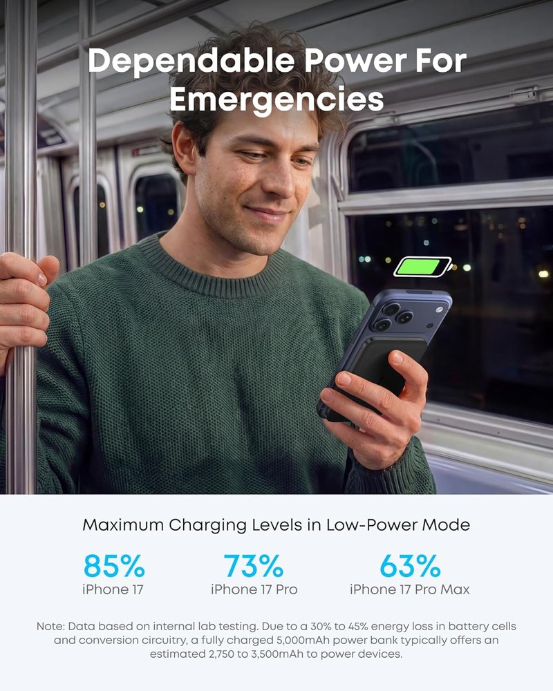 Anker Nano MagSafe Portable Charger - Ultra-Slim 5,000mAh Magnetic Power Bank | Qi2-Certified 15W for iPhone 17/16 Series