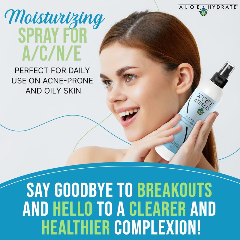 ACNE Moisturizing Face Spray. A Face Mist for Acne Care Powered by Aloe vera. Its Potent Gentle Formula Helps Fight ACNE, Blemishes & OIliness for a More Clear, Smooth & Healthy Complexion.