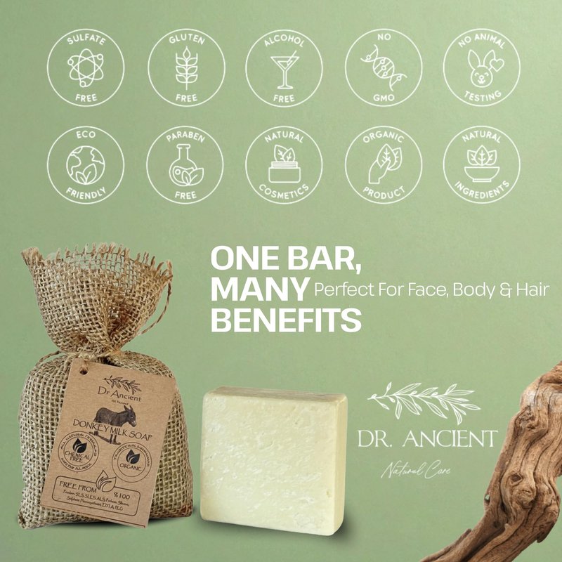 Dr.Ancient Donkey Milk Soap Bar Natural Moisturizing Milk Soap Ancient Inspired Handmade for Face and Body Gentle Cleanser for Sensitive and Dry Skin 5 oz (Pack of 4)
