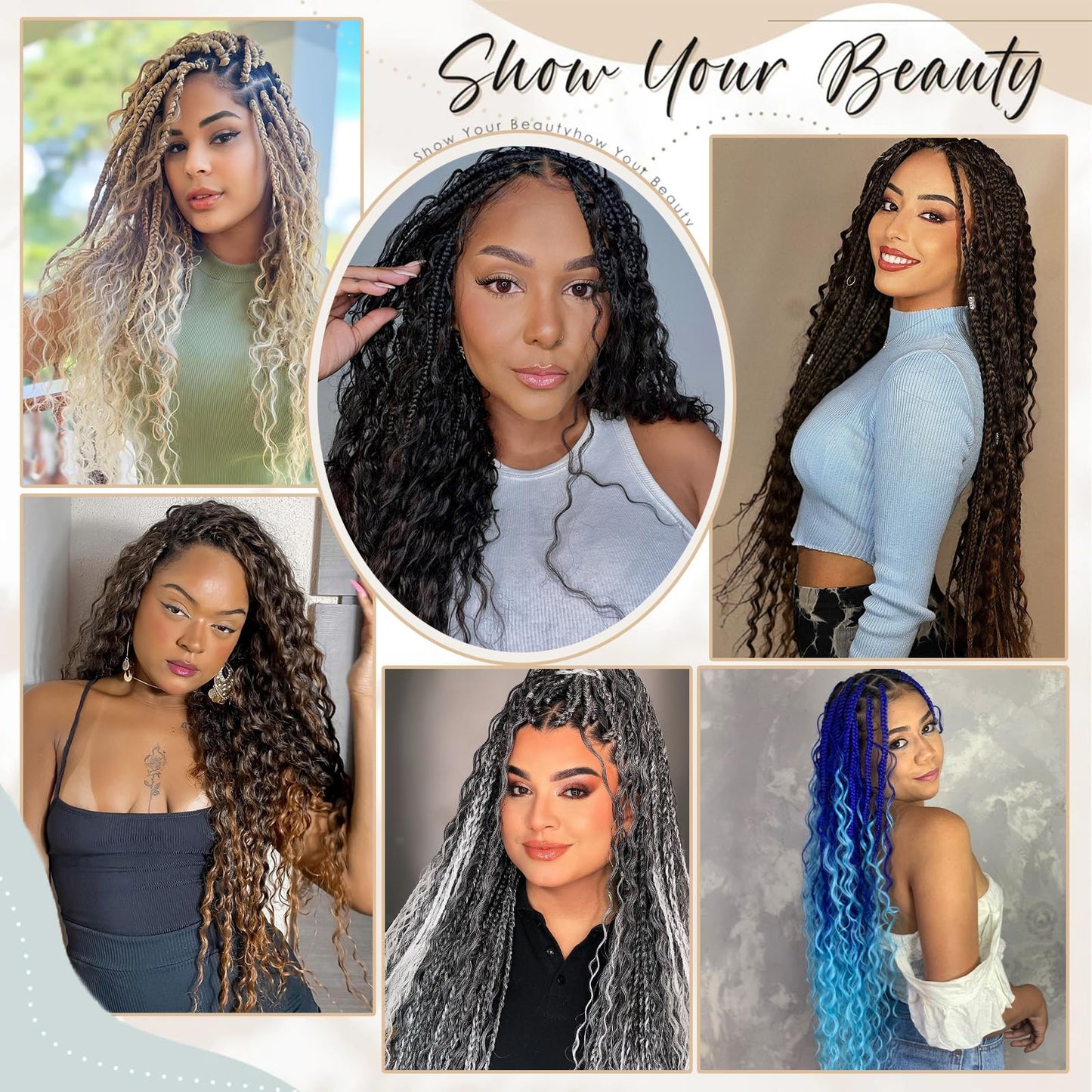 Goddess Box Braids Crochet Hair 7 Packs 18 Inch Boho Crochet Braids for Women Color T4/30 Pre-looped Bohemian Crochet Box Braids With Curly Ends Ombre Brown Boho Box Braids Braiding Hair Extensions