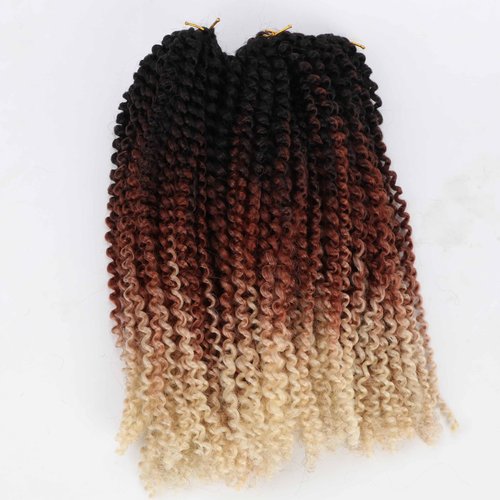 Bob 12inch Passion Twist Hair Water Wave Crochet Hair for Black Women, Short length 120strands Pack Bohemian Braiding Hair for Boho Locs, Faux Locs, Butterfly Style Crochet Braids Hair (OT1B/30/613)