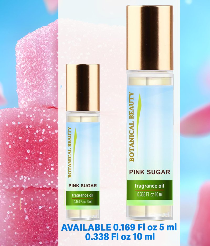 Botanical Beauty PINK SUGAR FRAGRANCE OIL ROLL-ON 0.169 FL OZ (5 ML) Rollerball Perfume, Alcohol-Free, Long Lasting