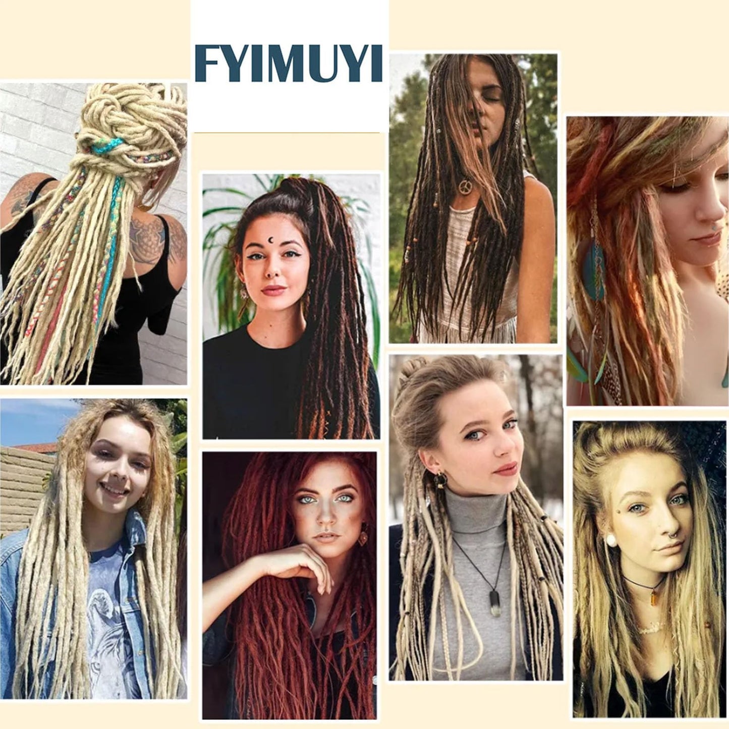 Honey Blonde Double Ended Dreadlock Extensions 22 inch Thin 0.6cm 10 Strands Handmade Synthetic DE Dreads Extensions #27