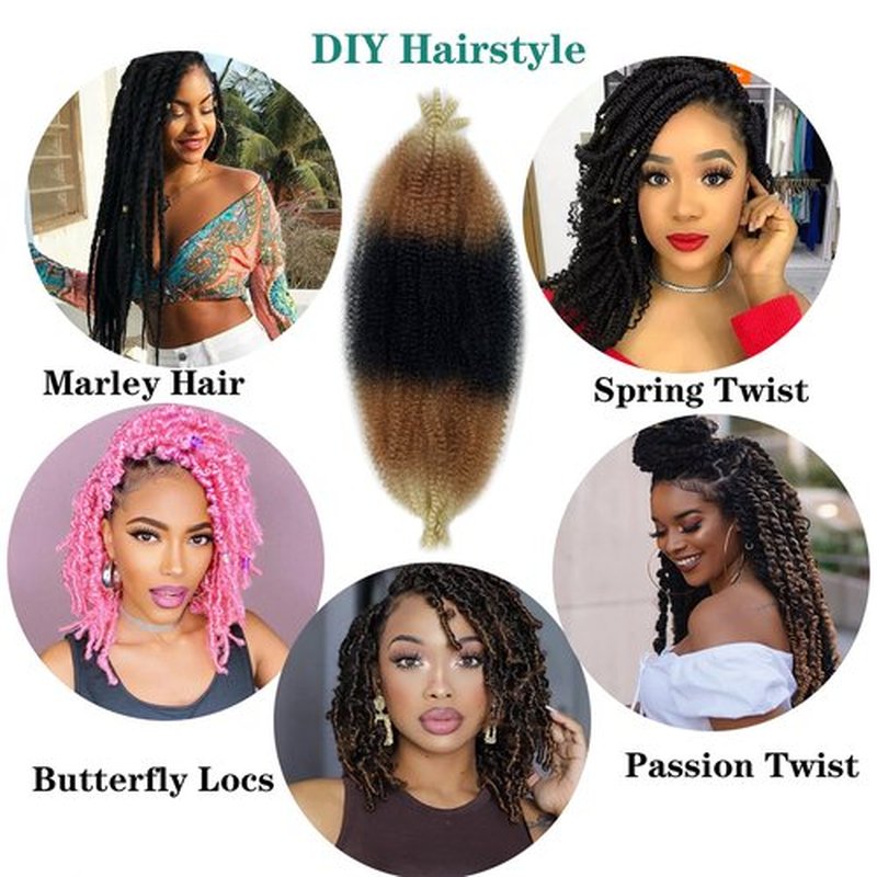 Paraglame Marley Hair 16 Inch Springy Afro Twist Hair 3 Tones Ombre Marley Twist Braiding Hair, Wrapping Hair for Soft Locs Synthetic Crochet Braids Hair Extension for Black Women(1B/27/613)