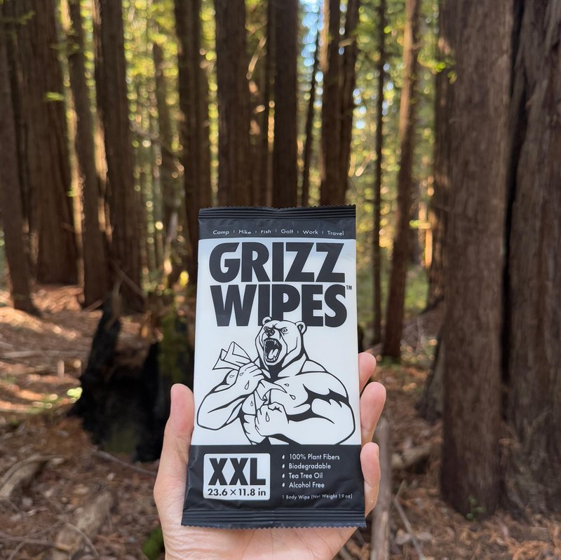 XXL Shower Wipes - Individually wrapped 23.6" * 11.6" large format body wipes. 100% plant fiber, Tea Tree oil infused, biodegradable, sustainably sourced. For face and body. Camp Fish Hunt Golf!