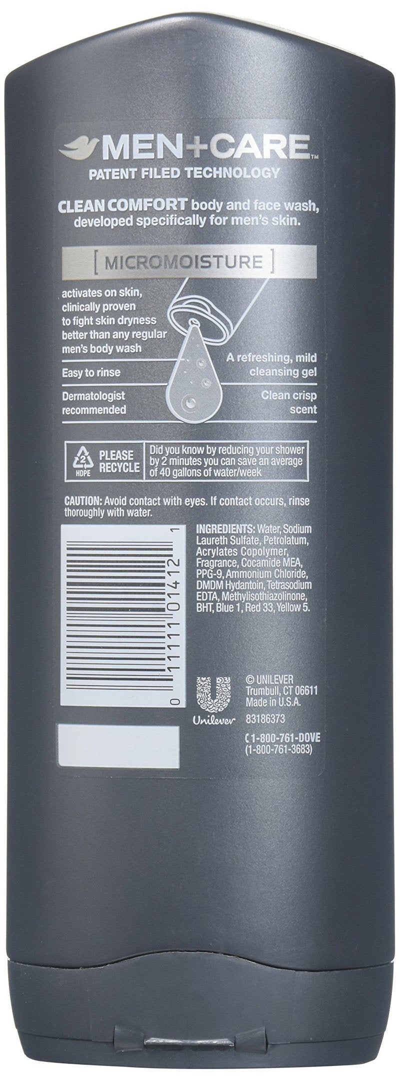 Dove Men + Care Body Face Wash Clean Comfort, 13.5 Fl Oz (Pack of 1)
