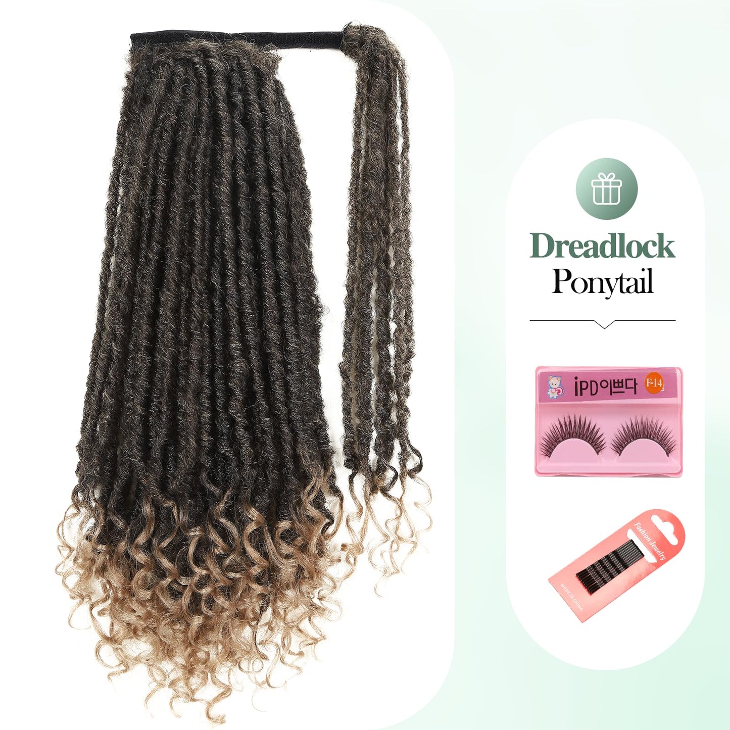 WIGER Clip In Dreadlock Ponytail Extensions Faux Locs Twisted Hairpiece for Black Women Ombre Blonde Medium Length Coily Curly Ponytails Goddess Locs Wrap Around Synthetic Fake Pony Hair