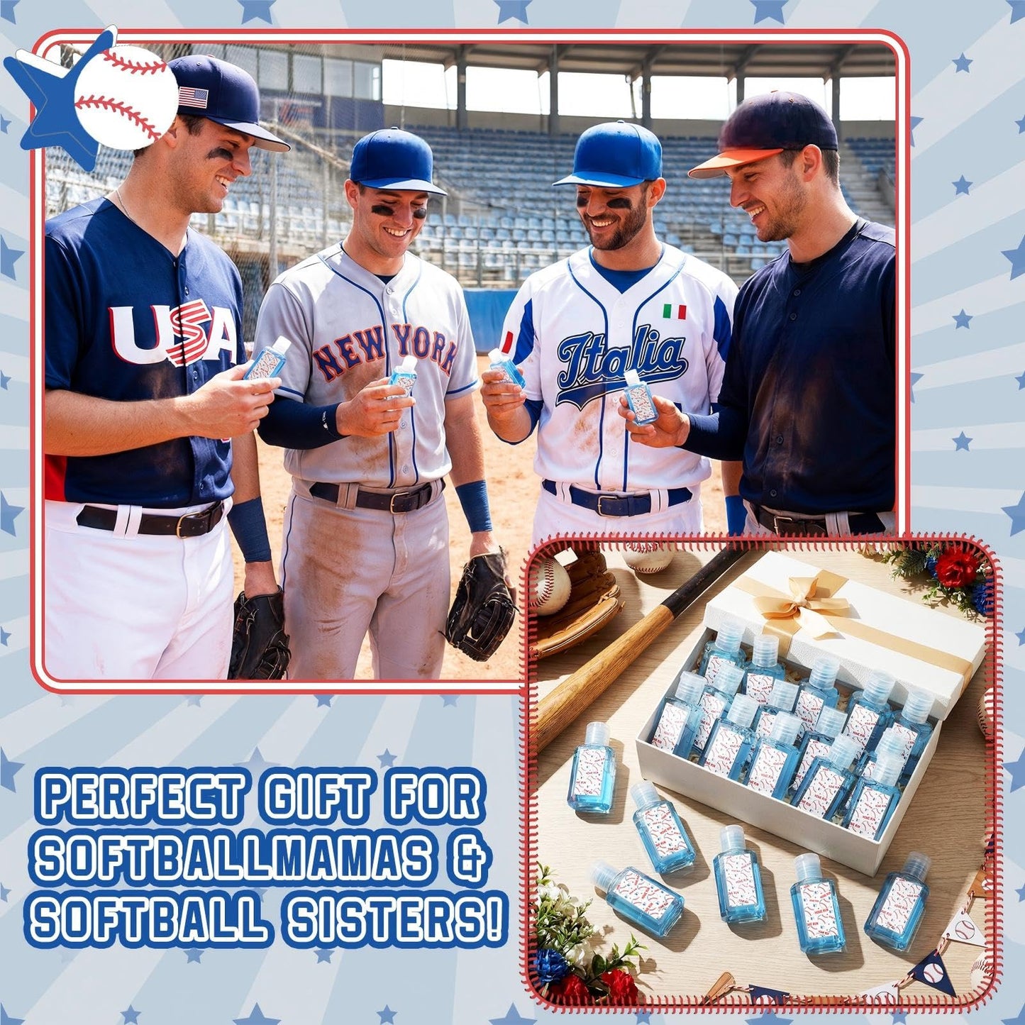 Demissle 24 Pcs Baseball Party Favor Aloe Vera Gel for Aftersun Care 1 oz Baseball Pattern Flip Cover Travel Size Aloe Vera Gel Bulk Mint Aroma Sports Keepsake for Outdoor Sport Summer Body Care Stuff
