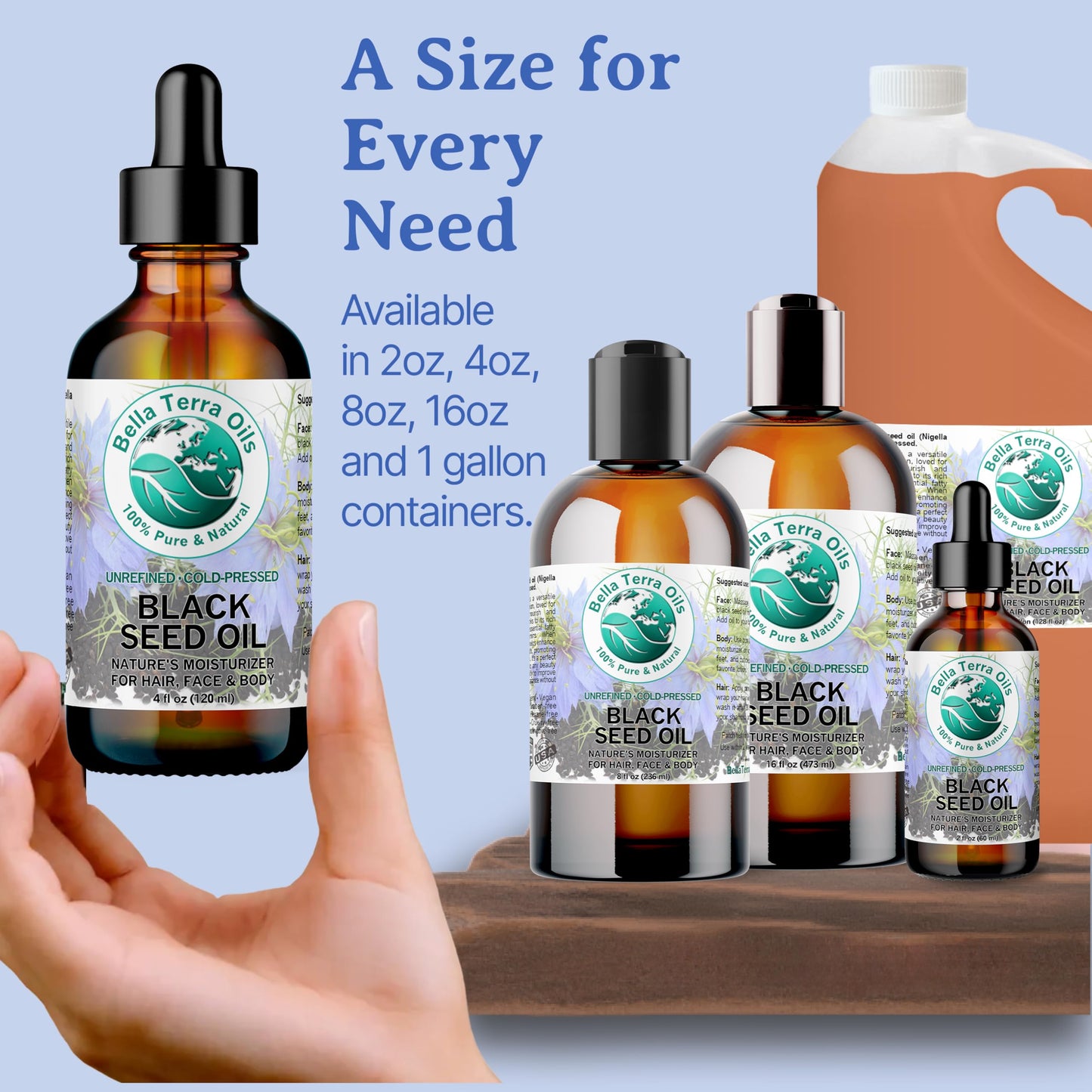 Bella Terra Oils - Black Seed Oil 4 oz - Harness the Power of Nigella Sativa, Abundant in Thymoquinone & Essential Fatty Acids, A Luxurious Addition to Your Beauty Routine