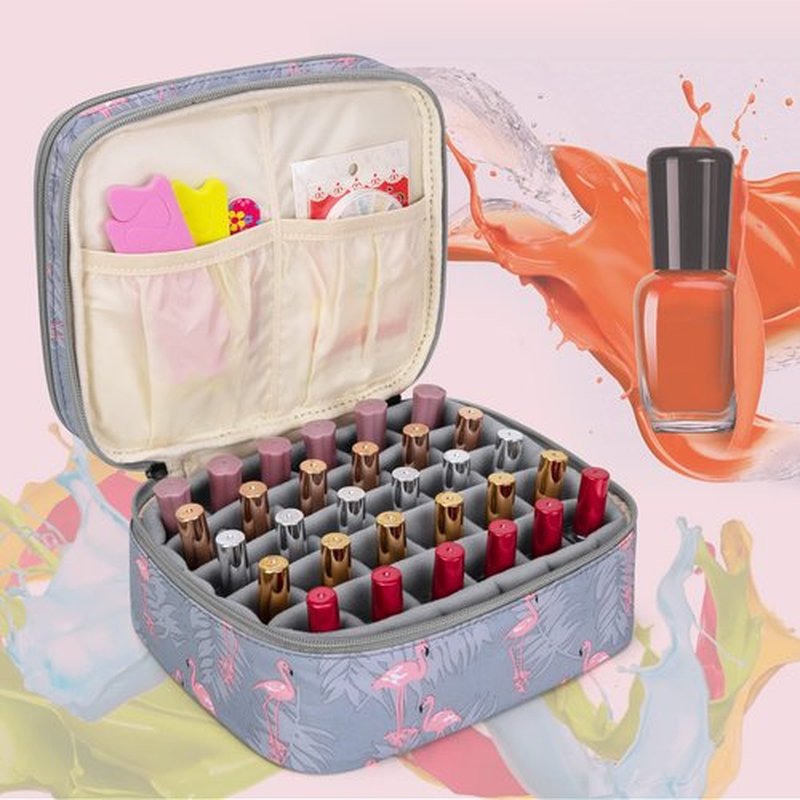 LUXJA Nail Polish Carrying Case - Holds 30 Bottles (15ml - 0.5 fl.oz), Double-layer Organizer for Nail Polish and Manicure Set, Flamingo (Bag Only)