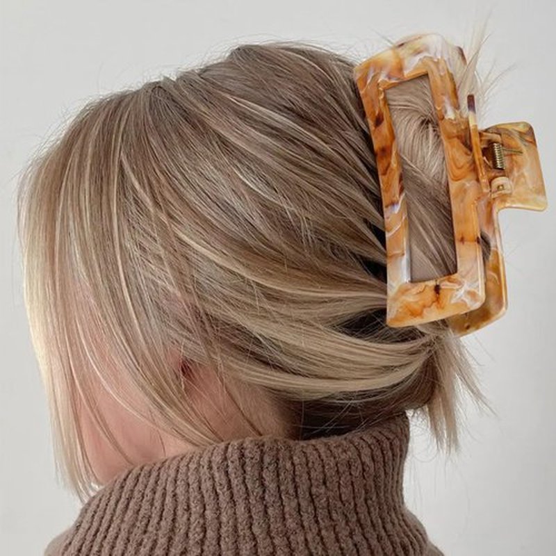 SHINLEA 3Pcs Hair Claw Clips for Women, 5 Inch Non-slip Large Hair Clip for Thick Hair, Strong Hold Hair Claw, Reference Ink Painting Design, Hair Accessories for Girls Gifts (Brown & Gray & Purple)