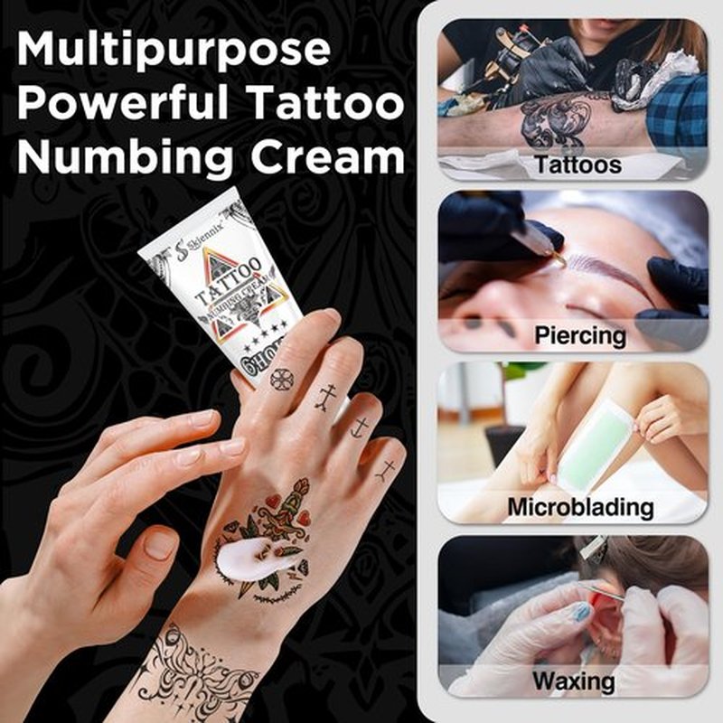 Skiennix 6 Hours Maximum Strength Tattoo Numbing Cream 50ml (1.76oz), Painless Tattoo Numbing Cream, Numbing Cream for Tattoos, Piercing, Permanent Makeup, Waxing, etc