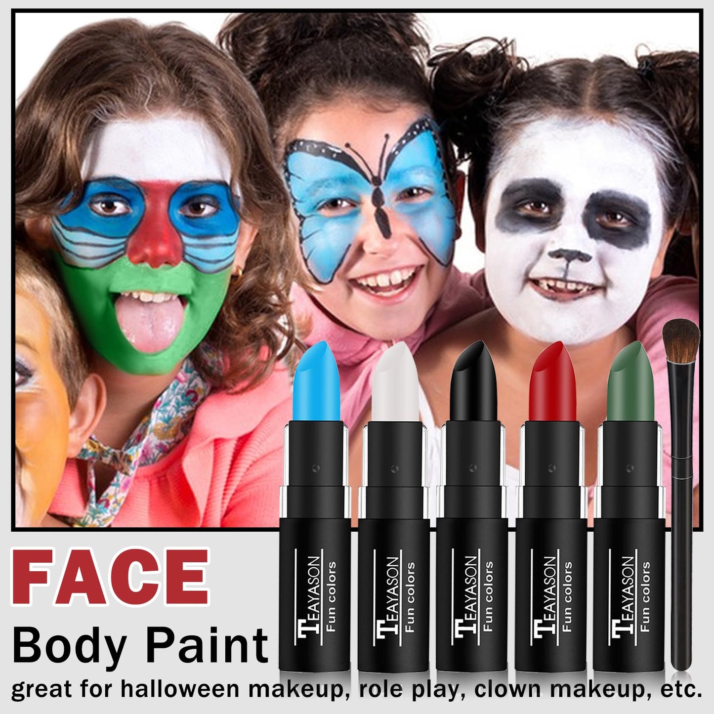 DAMUSI 3 Colors Body Face Paint Sticks Professional Eye Black Stick