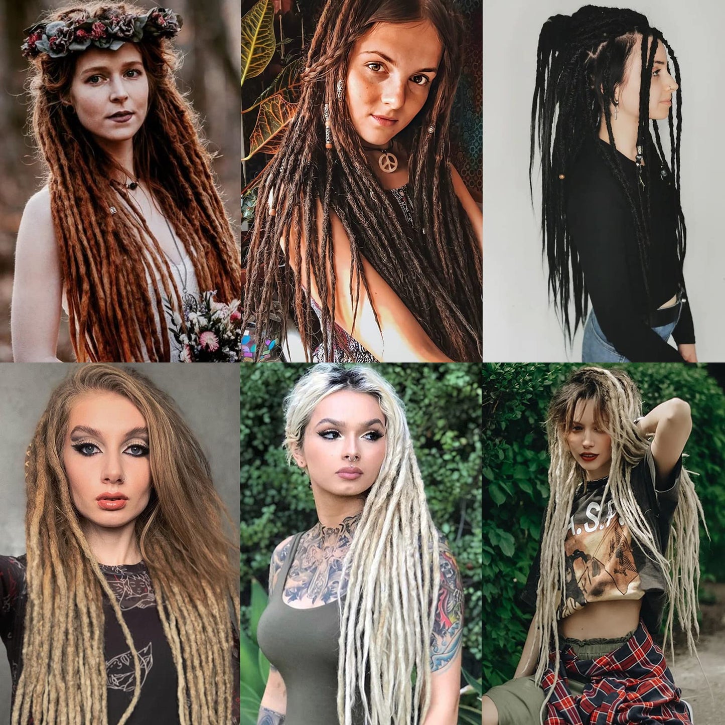Leeven Thin 24 Inch Dreadlock Extensions 40 Strands Natural Black Soft Hippie SE Dreads 0.6 cm Width Synthetic Loc Extensions Handmade Reggae Style Crochet Braiding Hair for Women and Men