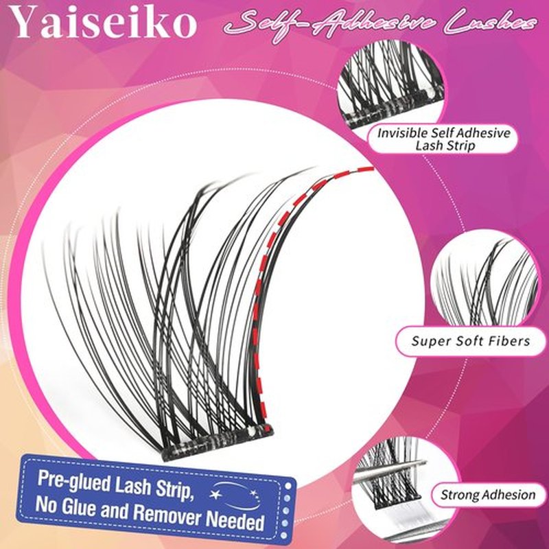 Self Adhesive Eyelashes Clusters Kit Lash Clusters DIY Eyelashes Pre Glued Lashes Extensions No Glue Needed lash Clusters D Curl Individual Lashes(A02,10-16mm,110Pcs)